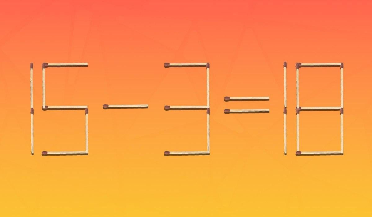 Je hoeft maar 1 lucifer te verplaatsen om de gelijkheid correct te maken: een probleem voor genieën